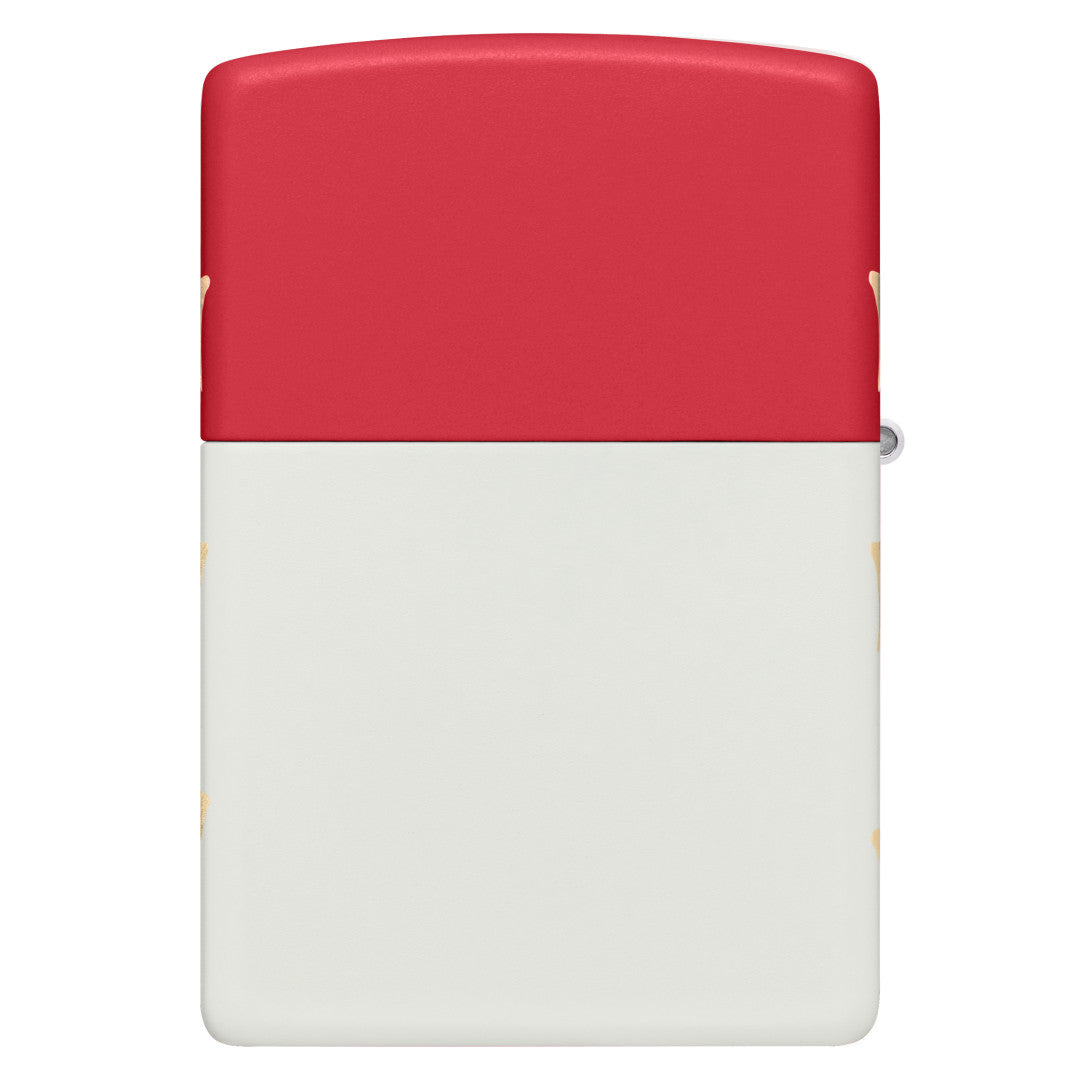 Back view of Zippo 250th Anniversary Collectible Red and White Matte Windproof Lighter.