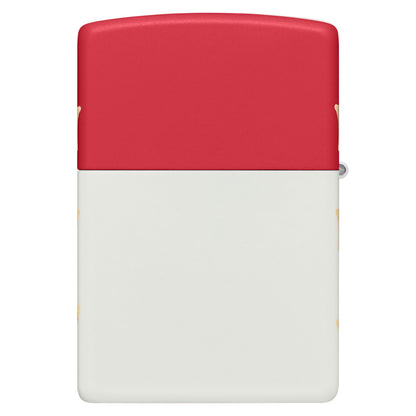 Back view of Zippo 250th Anniversary Collectible Red and White Matte Windproof Lighter.