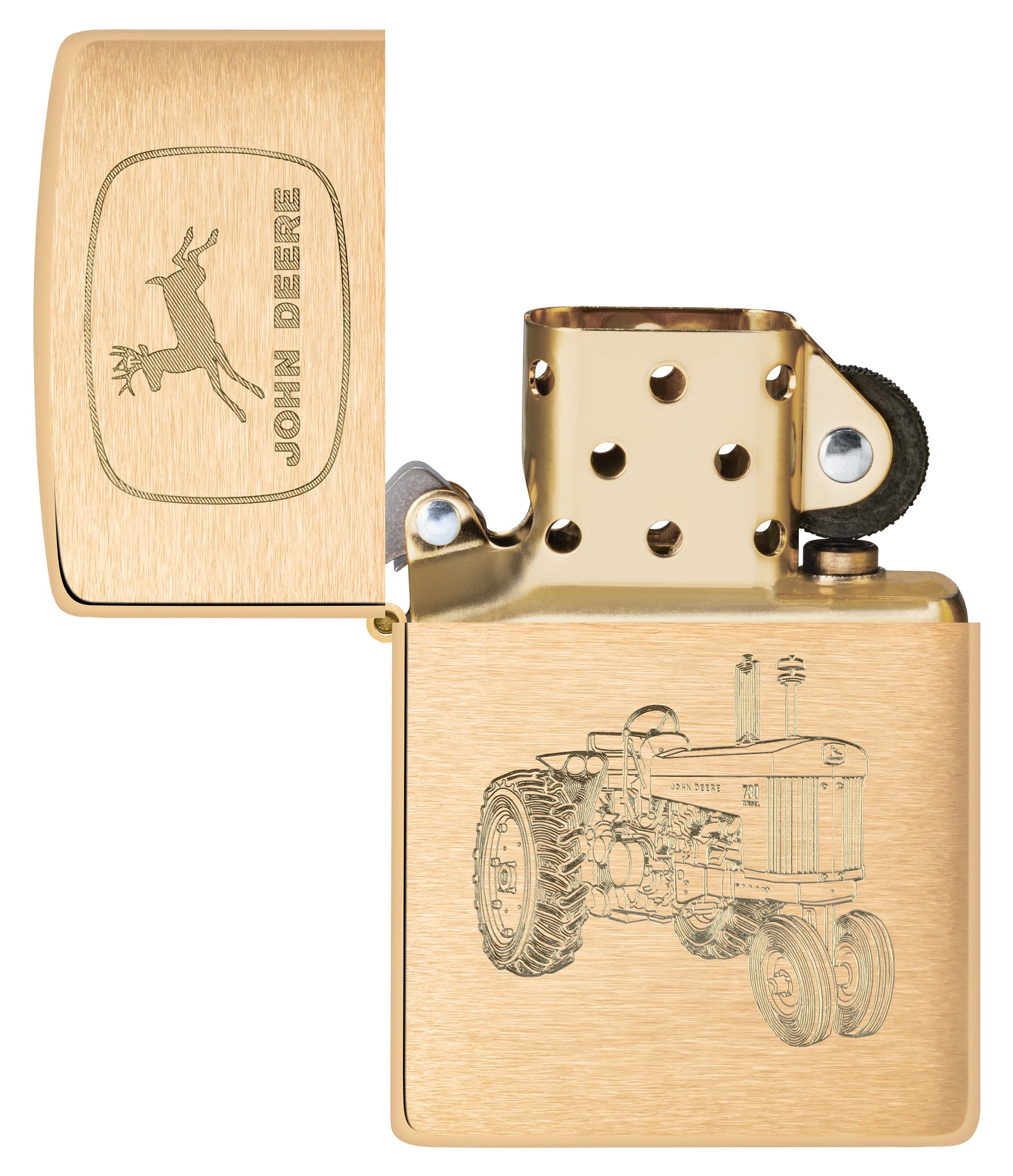 Zippo John Deere Tractor Design Brushed Brass Windproof Lighter