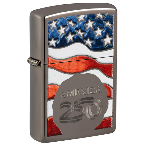 Zippo America250 Flag Design Black Ice® Windproof Lighter – Zippo USA