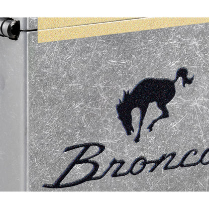 Front view of Zippo Ford Bronco Sunset Stripes Design Street Chrome Windproof Lighter close up to show the detail of the lighter.
