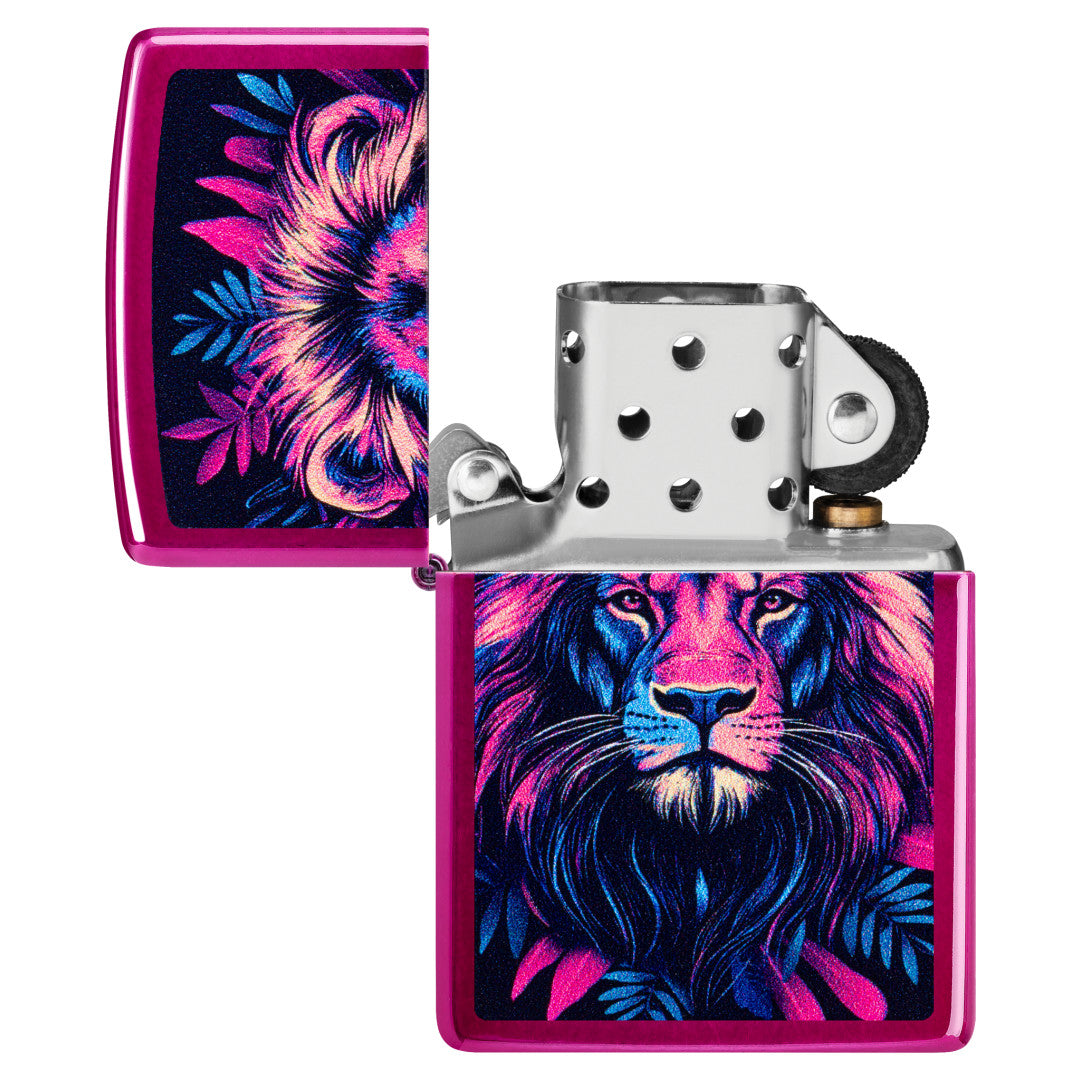 Zippo Multicolor Lion Design Candy Raspberry Windproof Lighter