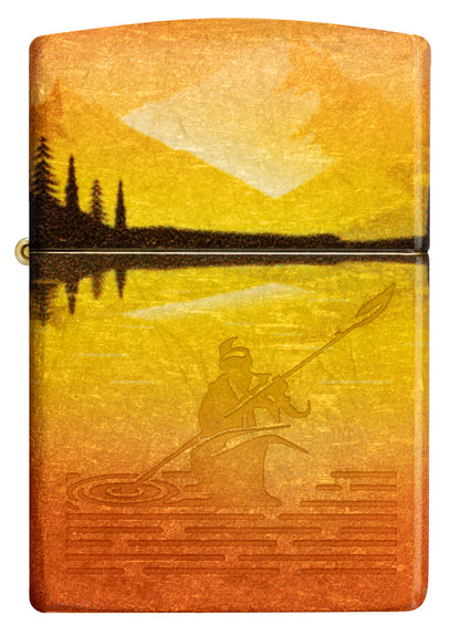 Front view of Zippo Fishing Fusion Design 540 Tumbled Brass Windproof Lighter.