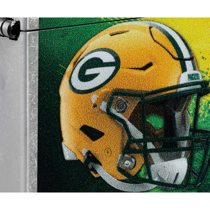 Front view of Zippo NFL Green Bay Packers Helmet Design Street Chrome Windproof Lighter close up to show the detail of the lighter.