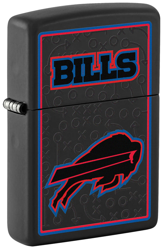 Front shot of NFL Buffalo Bills Windproof Lighter standing at a 3/4 angle.