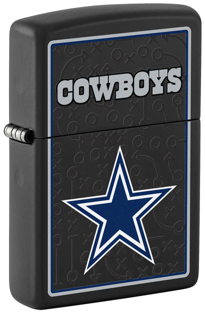 Front shot of NFL Dallas Cowboys Windproof Lighter standing at a 3/4 angle.