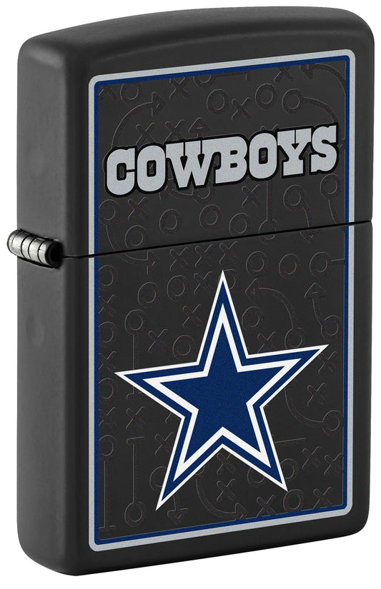Front shot of NFL Dallas Cowboys Windproof Lighter standing at a 3/4 angle.