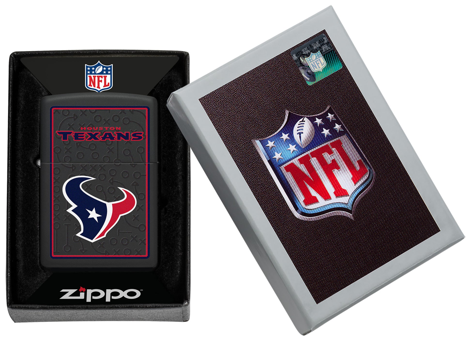 NFL Houston Texans Windproof Lighter in its packaging.