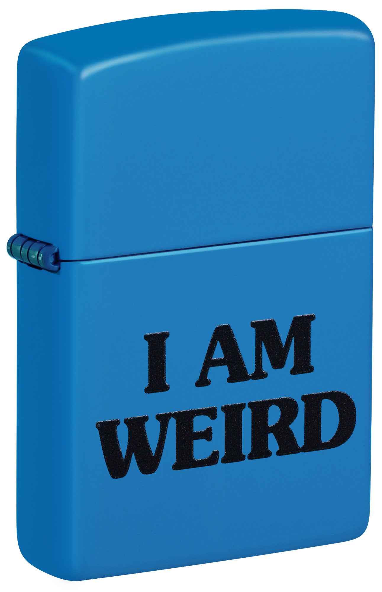 Front view of the Love is Weird Lighters Set Blue Matte shown at a 3/4 catalog shot
