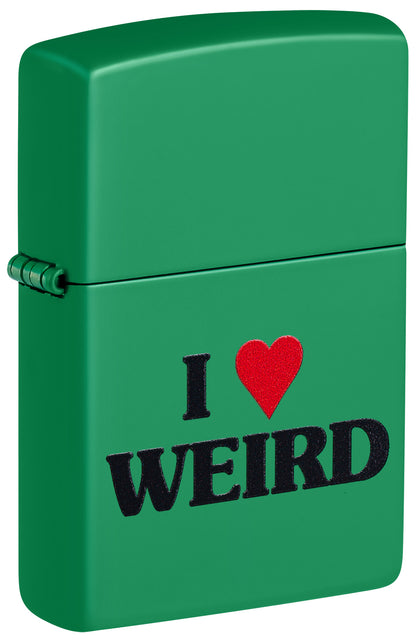 Front view of the Love is Weird Lighters Set Green Matte shown at a 3/4 catalog shot
