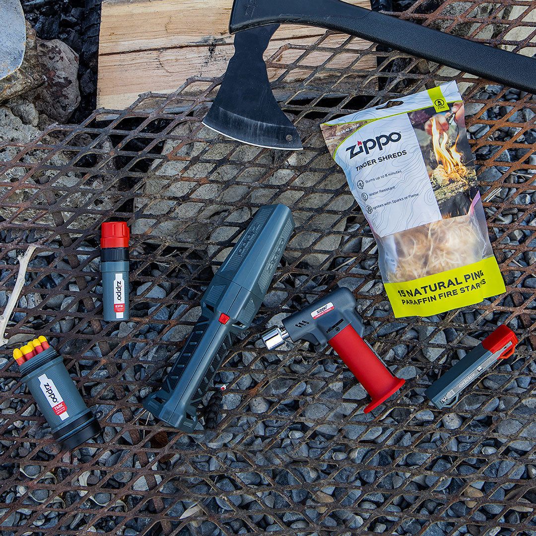 Zippo Camping Gear in a campground setting.