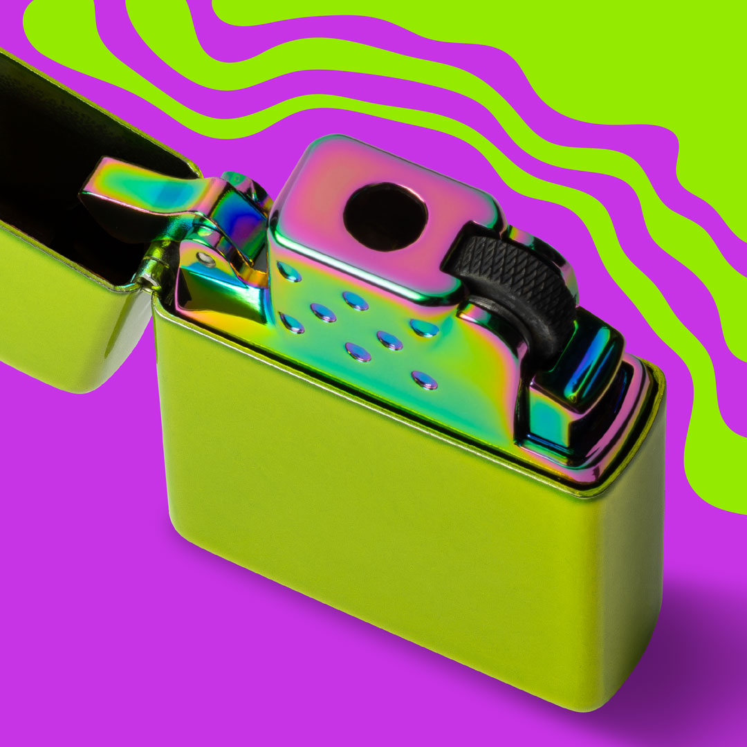 Limited-Edition Iridescent Green Insert in a lime green matte case.