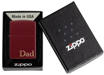 Zippo Dad Design SMS Windproof Pocket Lighter in its packaging.