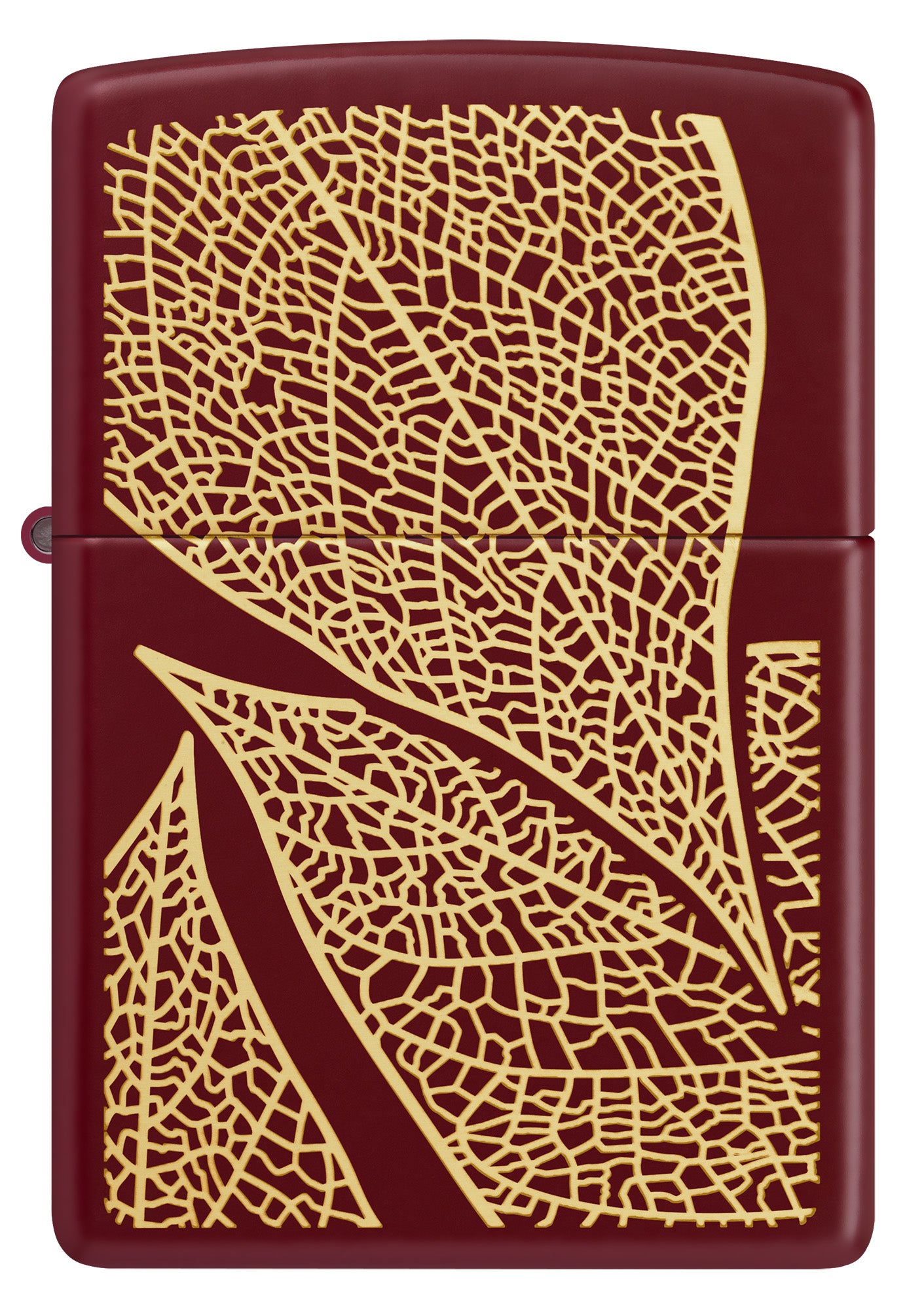 Front View of Zippo Fall Leaves SMS Merlot Windproof Pocket Lighter.