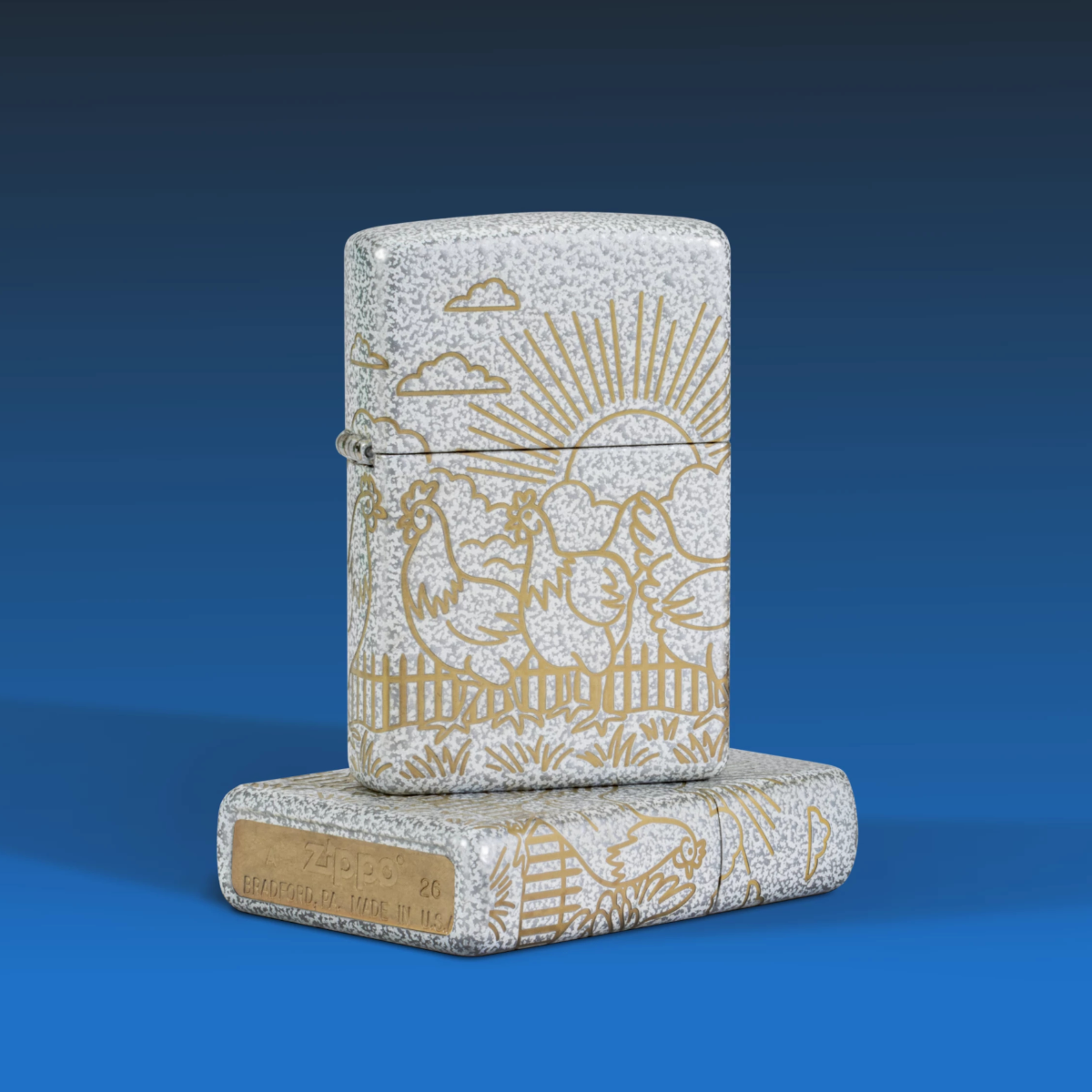 May's SMS Exclusive lighter on a blue background.