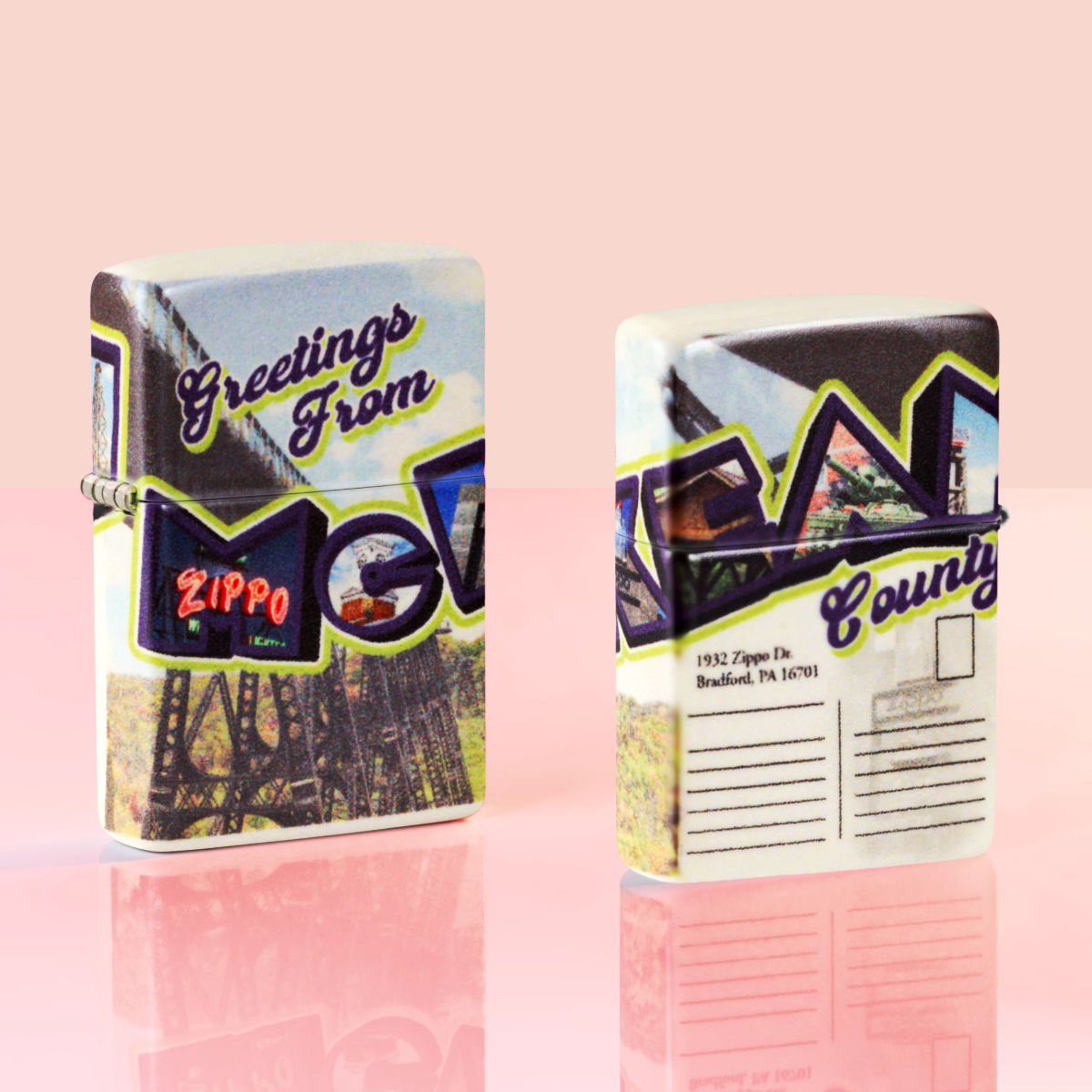 August's SMS Exclusive lighter on a pink background.