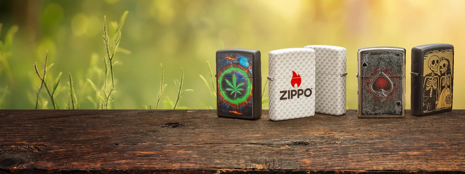 Five colorful Zippo lighters from the 2026 Spring Supplement collection.