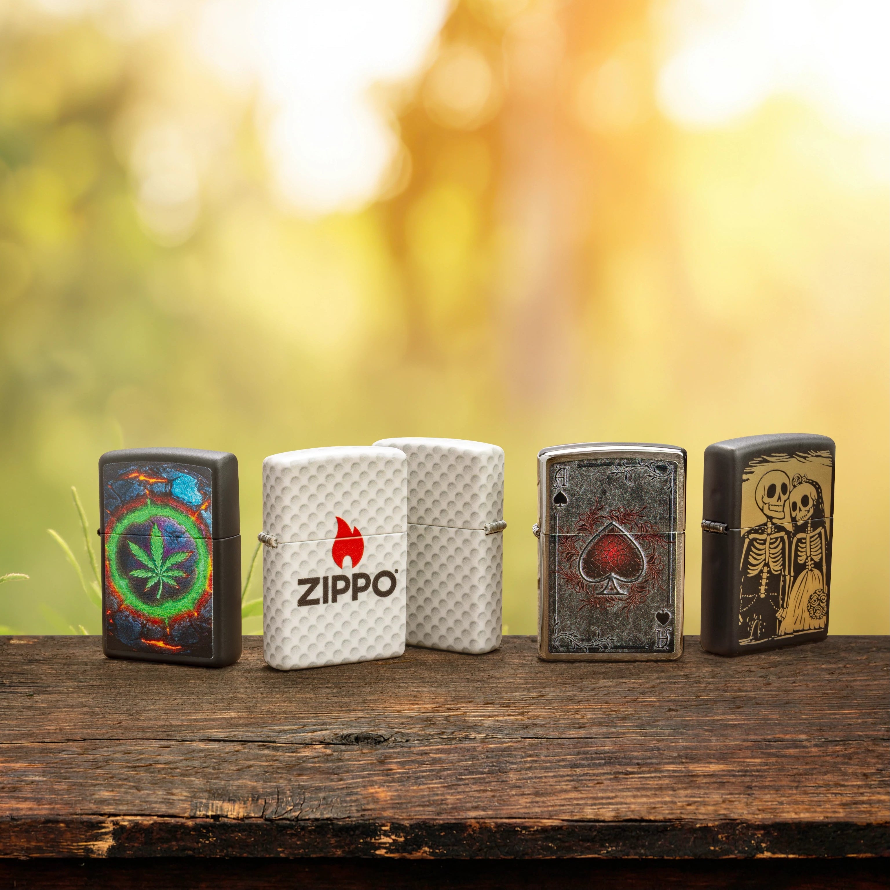 Five colorful Zippo lighters from the 2026 Spring Supplement collection.