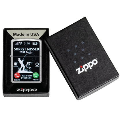 Zippo Other Line Design Street Chrome Windproof Lighter in its packaging.