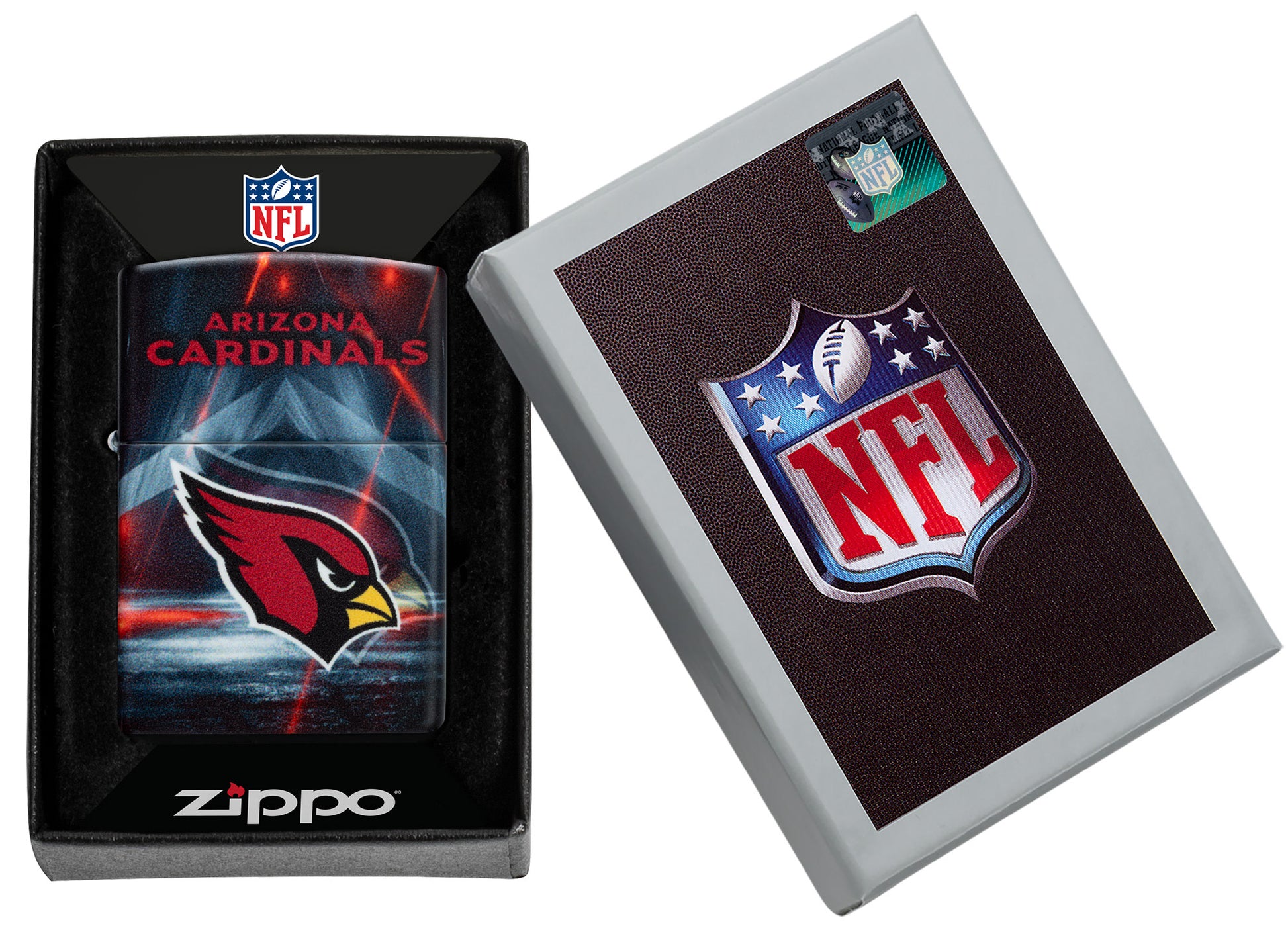 Zippo NFL Arizona Cardinals 540 Matte Windproof Lighter in its packaging.