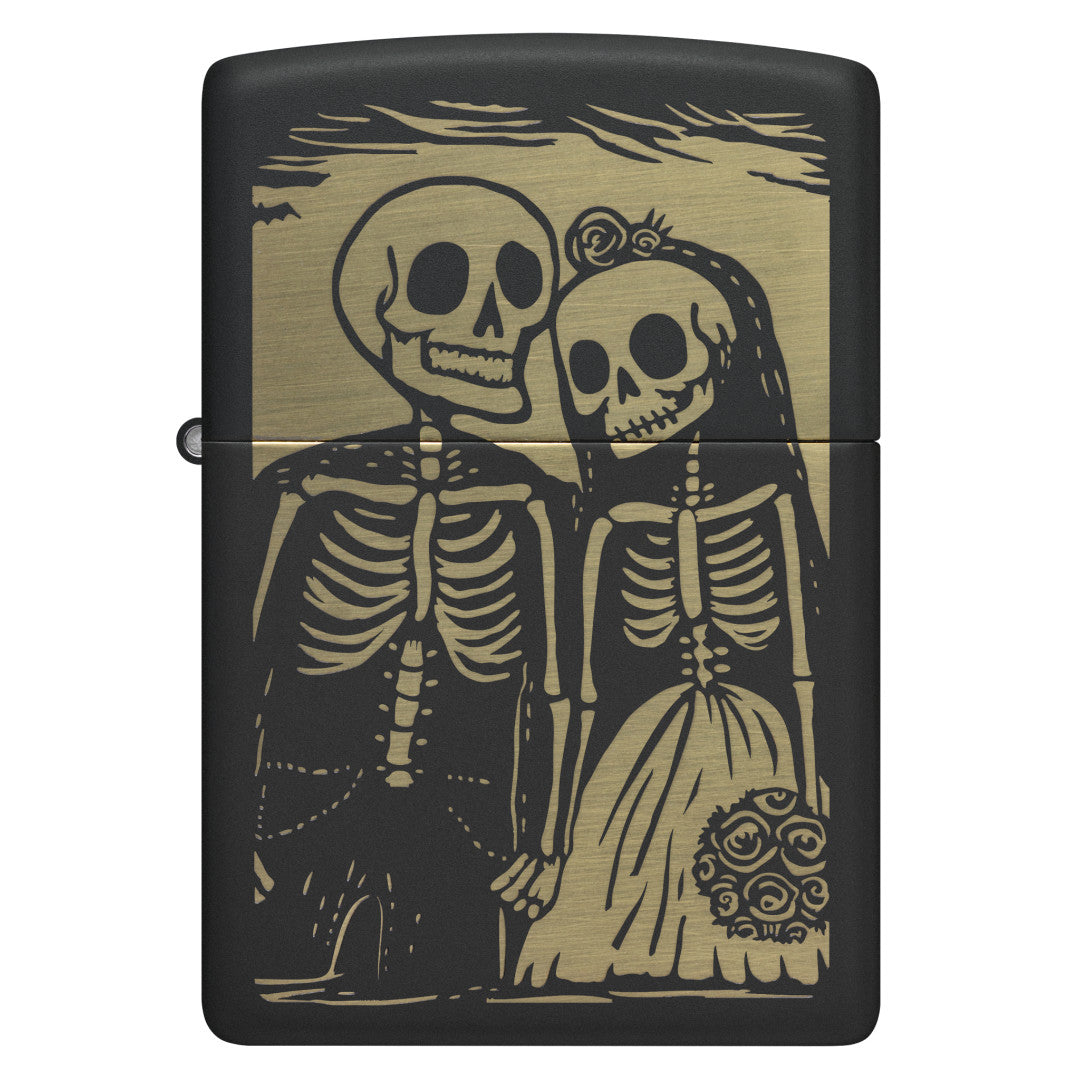 Zippo Skeleton Wedding Design Black Matte Windproof Lighter