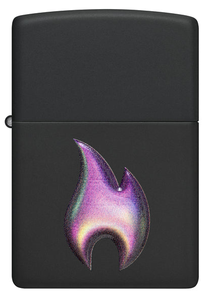 Front view of Zippo Texture Flame Design Black Matte Windproof Lighter.