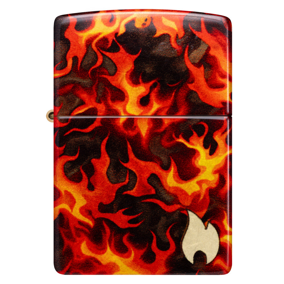 Front view of Zippo Inferno Design 540 Matte Windproof Lighter.