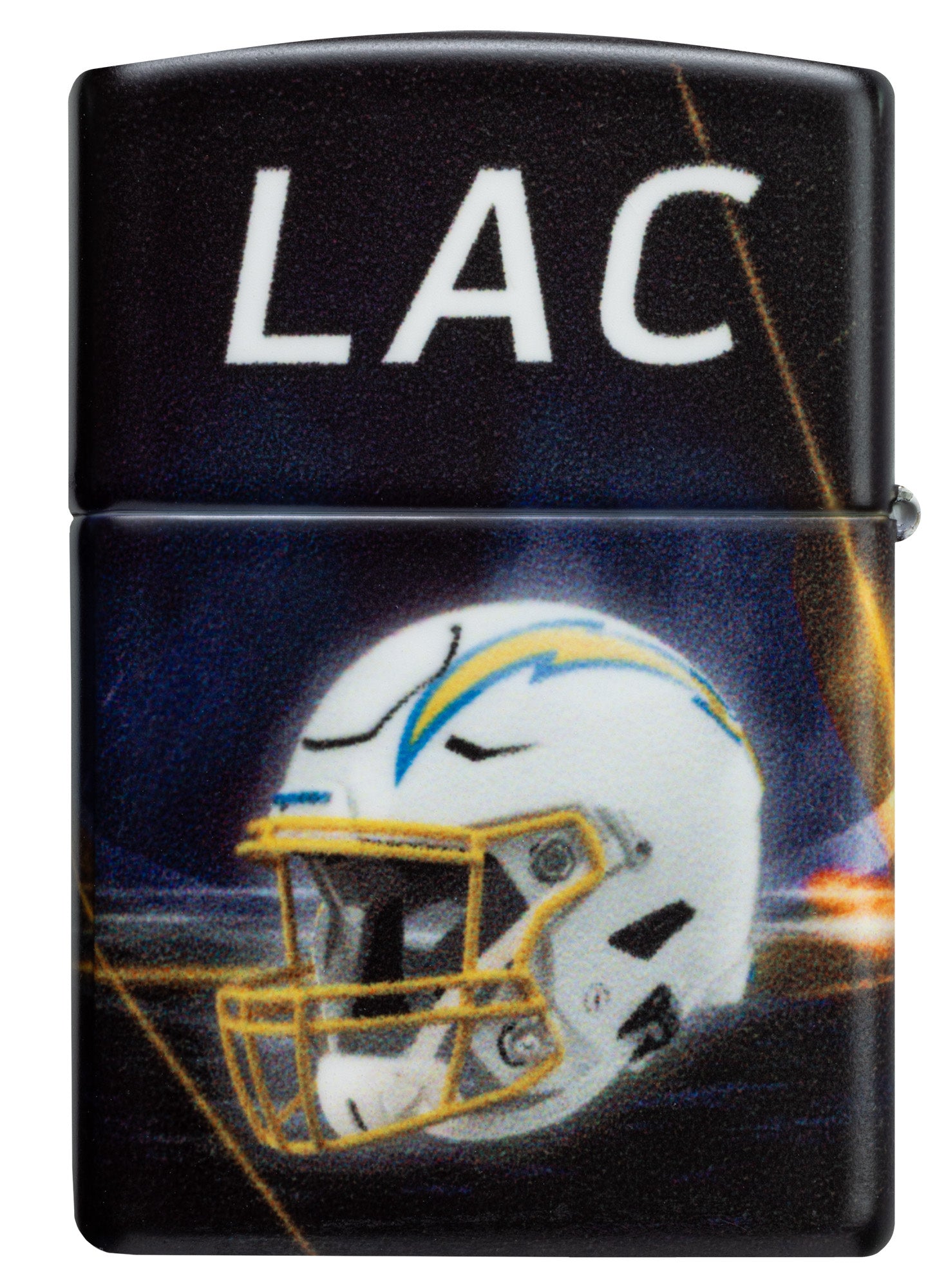 Back view of Zippo NFL Los Angeles Chargers 540 Matte Windproof Lighter.