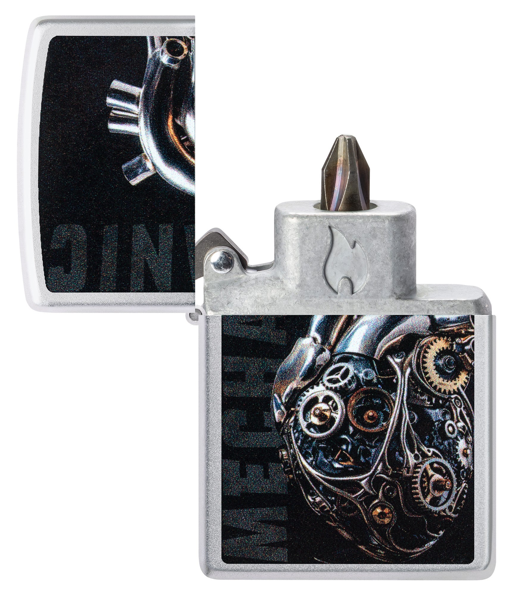 Zippo Mechanical Heart Design Satin Chrome Windproof Lighter