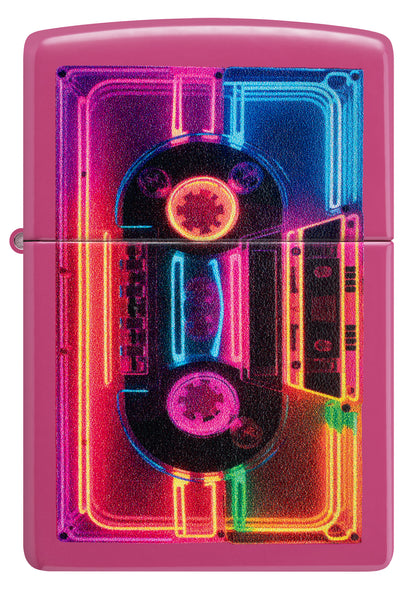 Front view of Zippo Neon Cassette Design Frequency Windproof Lighter.