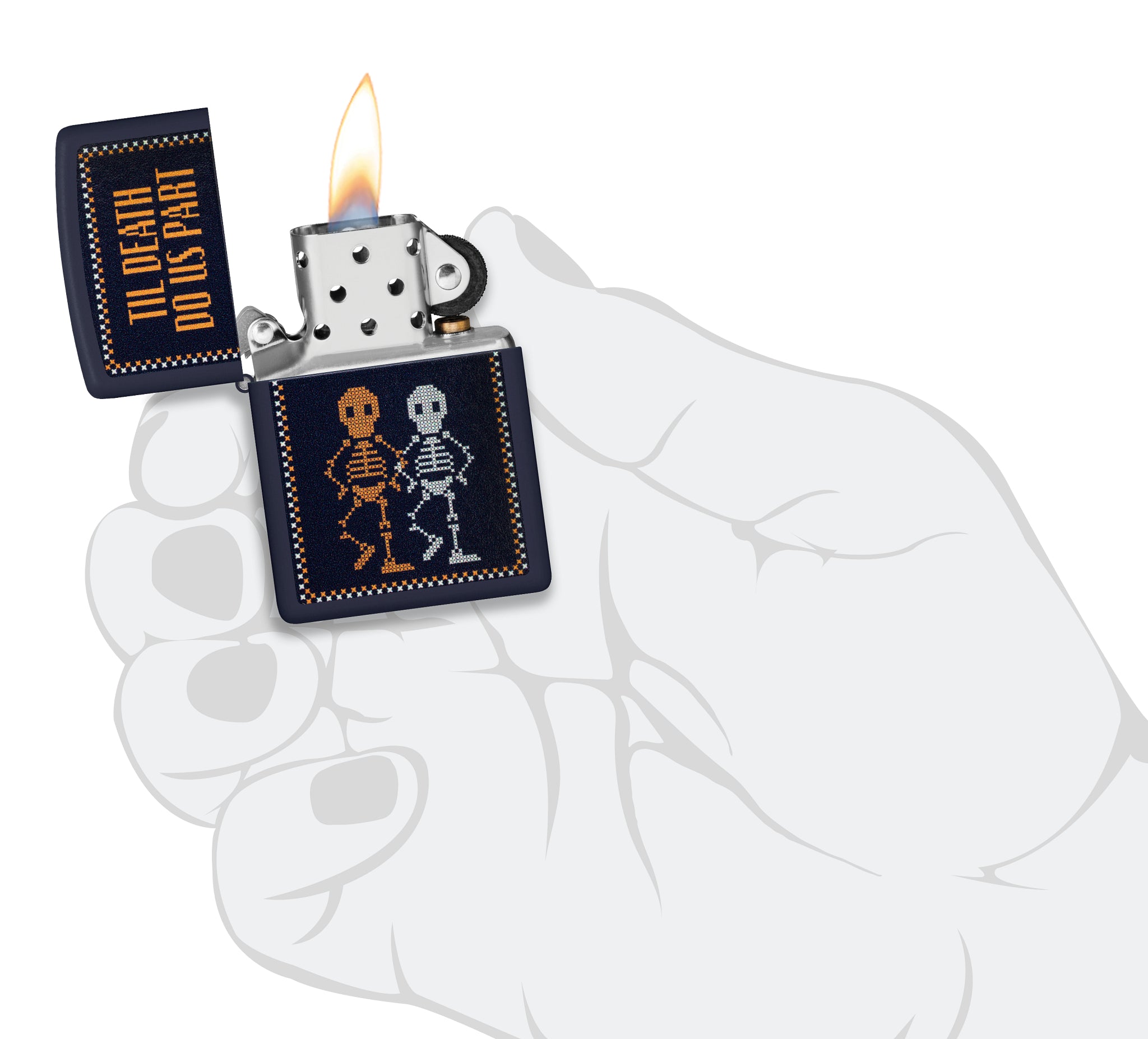 Zippo Til Death Do Us Part Design Navy Matte Windproof Lighter