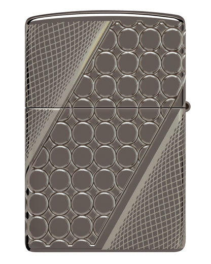 Back view of Zippo Deep Dots Design Armor® Black Ice® Windproof Lighter.
