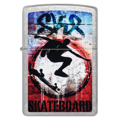 Front view of Zippo Kickflip Design Street Chrome Windproof Lighter.