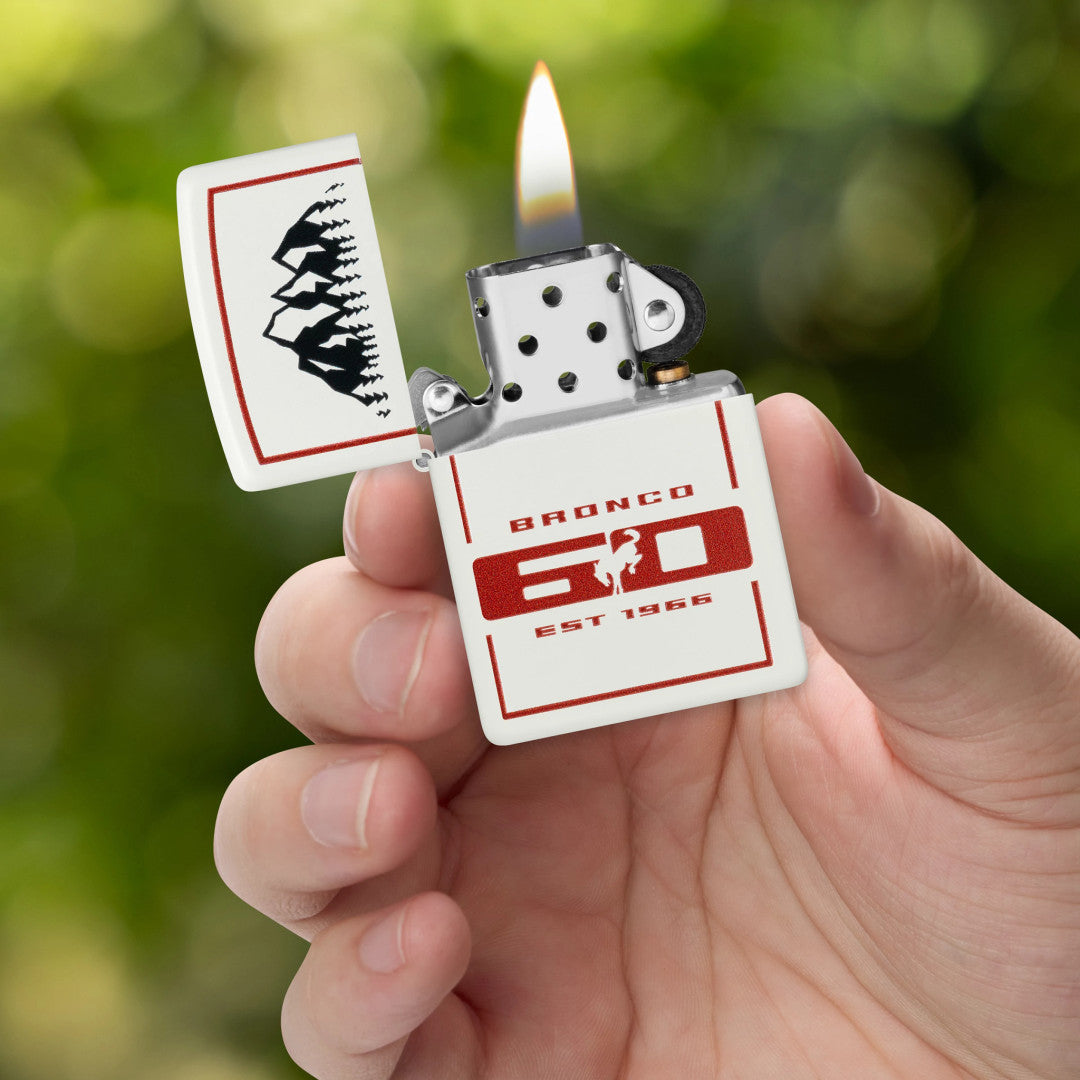 Zippo Ford Bronco 60th Anniversary Design White Matte Windproof
