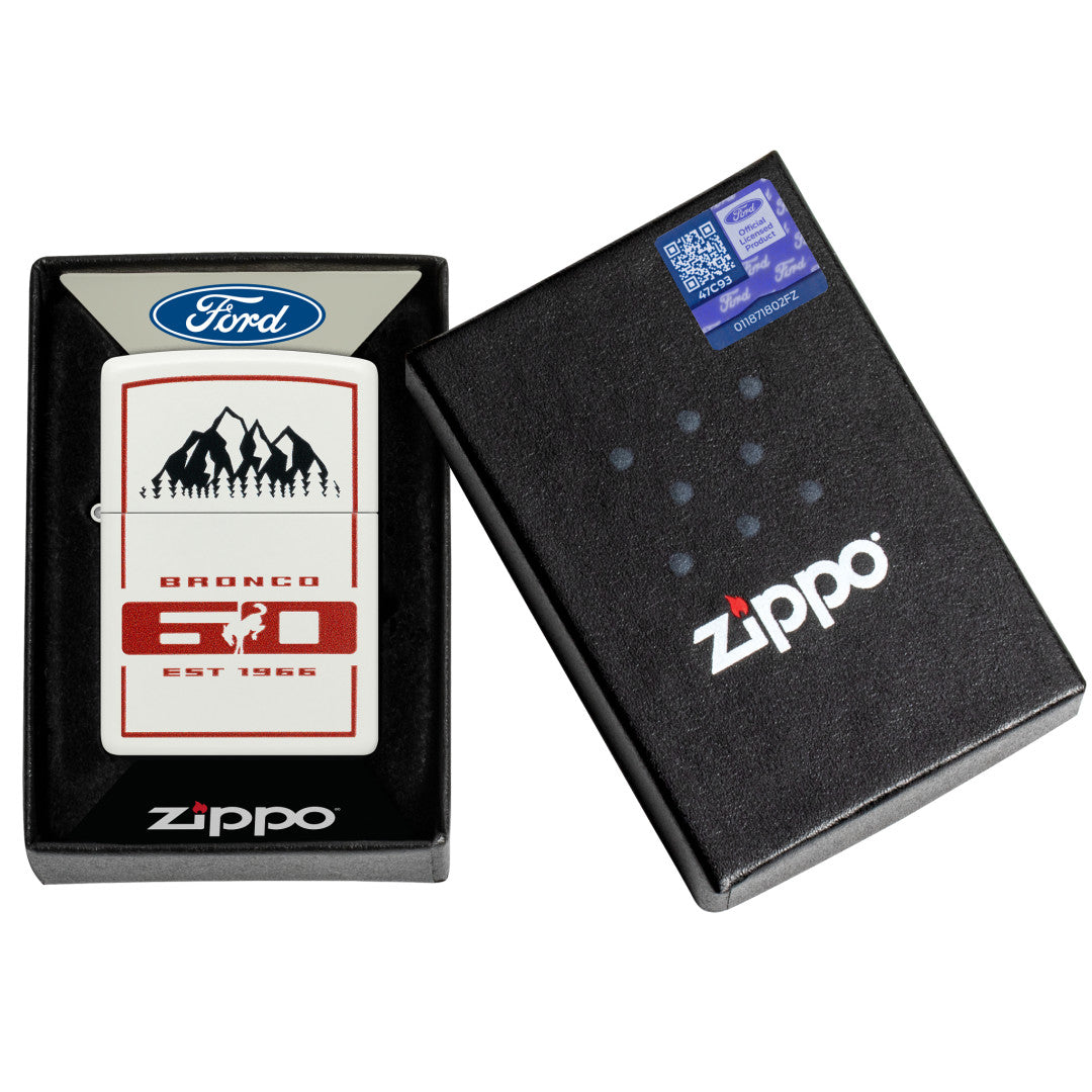 Zippo Ford Bronco 60th Anniversary Design White Matte Windproof