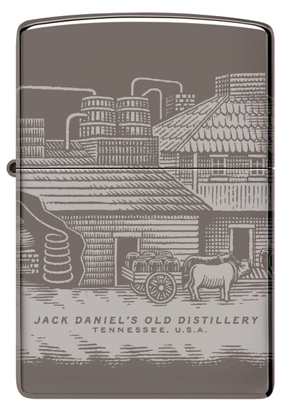 Front view of Zippo Jack Daniel's® Distillery Design Black Ice® Windproof Lighter.