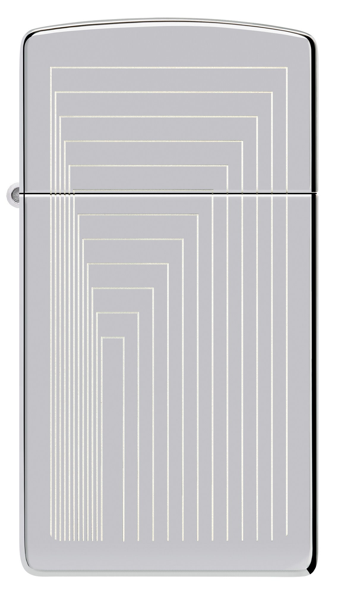 Front view of Zippo Slim® Laser Pattern Design High Polish Chrome Windproof Lighter.