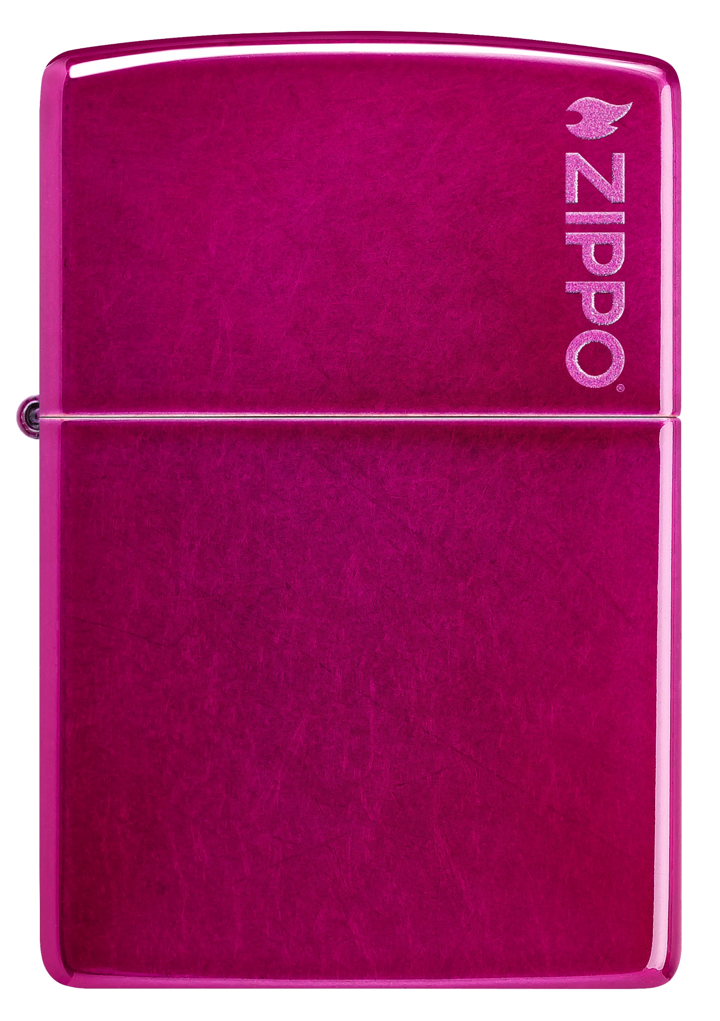 Front view of Zippo Classic Candy Raspberry Zippo Logo Windproof Lighter.