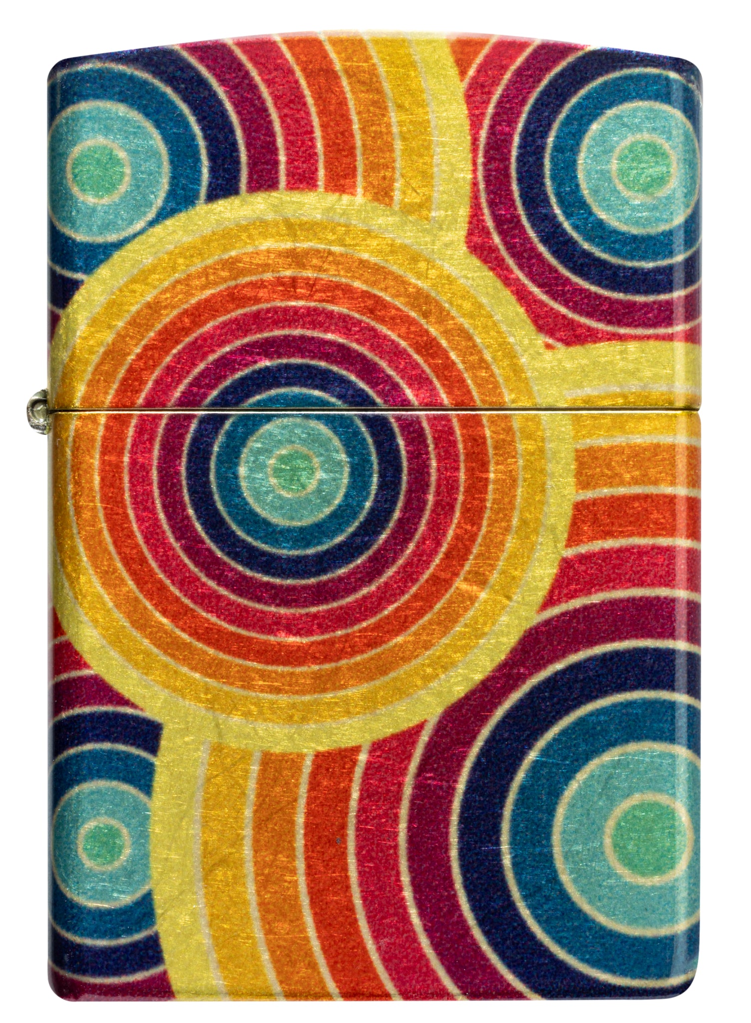 Front view of Zippo Funky Fusion Design 540 Tumbled Brass Windproof Lighter.