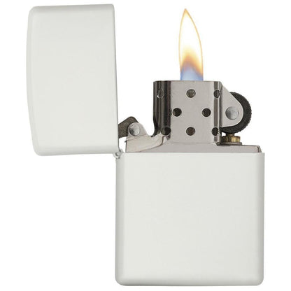 214, White Matte, Classic Case - open and lit - standard insert