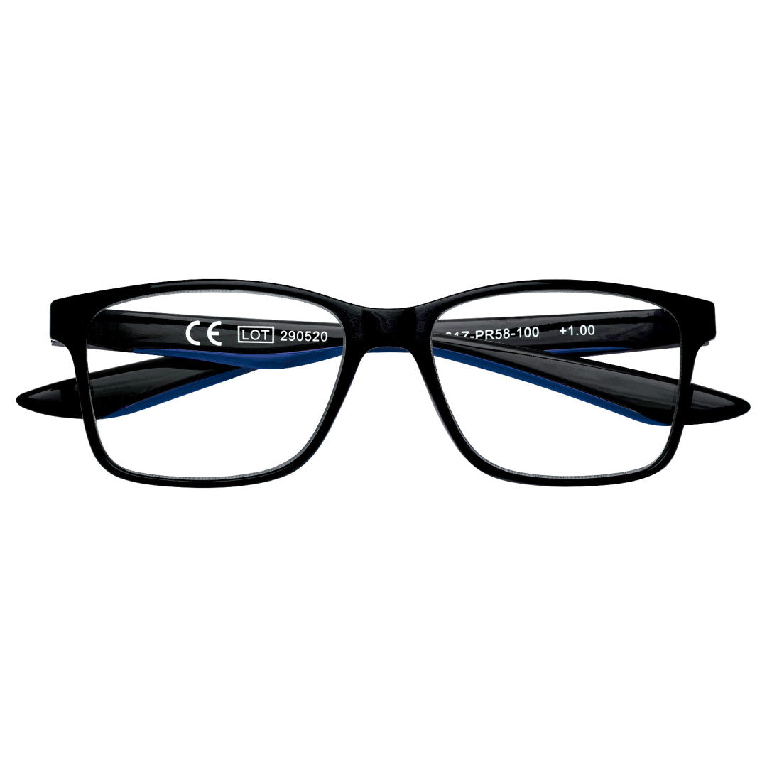 Slim Frame Reading Glasses - Black/ Blue