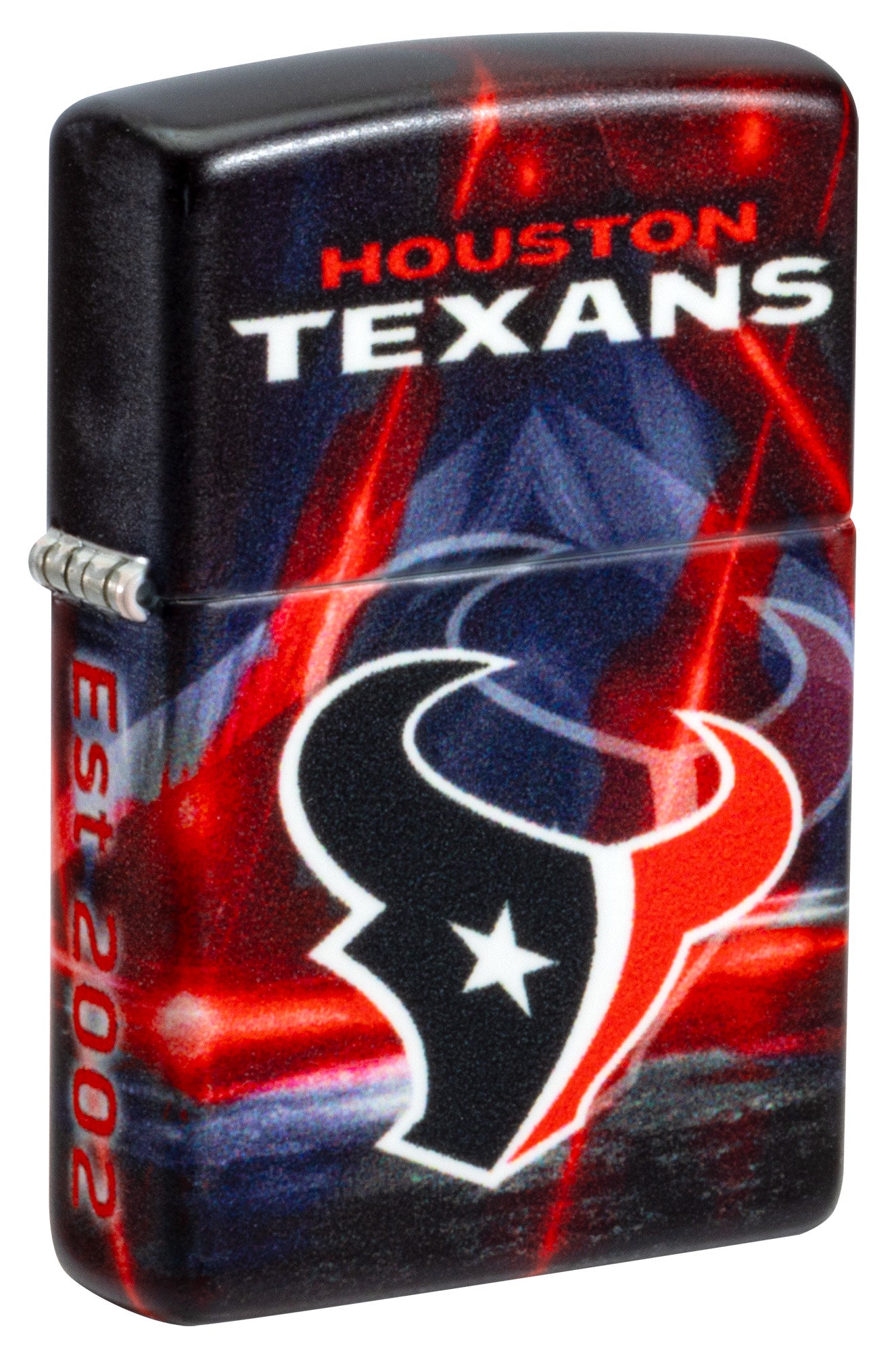 Front shot of Zippo NFL Houston Texans 540 Matte Windproof Lighter standing at a 3/4 angle.