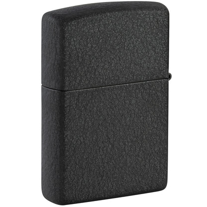 Back view of Zippo Jeep® Freedom Star Design Black Crackle Windproof Lighter standing at a 3/4 angle.