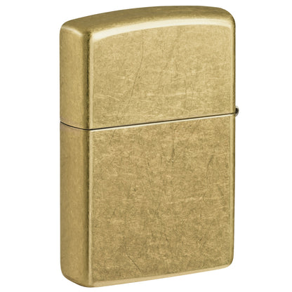 Back view of Zippo Fancy Flapper Design Street Brass Windproof Lighter standing at a 3/4 angle.