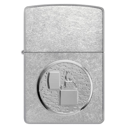 Front view of Zippo Golf Ball Marker Emblem – Lighter Design Street Chrome Windproof Lighter.