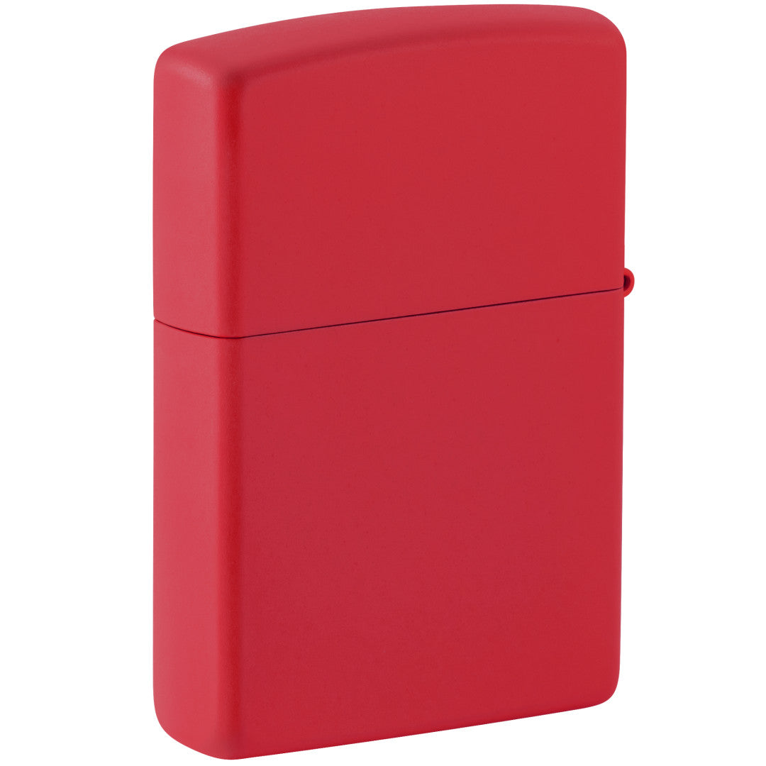 Back view of Zippo 2027 Year of the Sheep Design Red Matte Windproof Lighter standing at a 3/4 angle.
