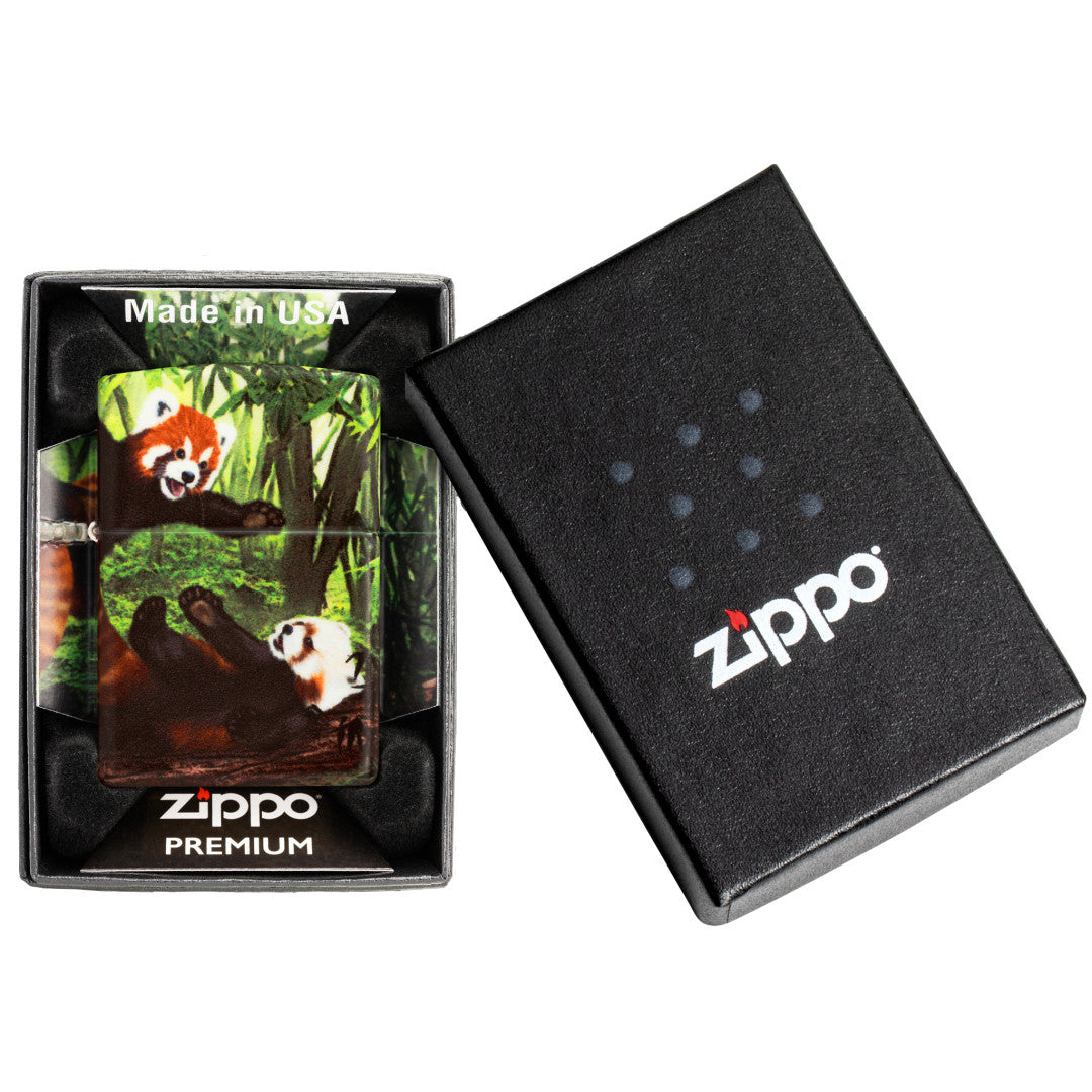 Zippo Panda Party Design 540 matte Windproof Lighter in its packaging.