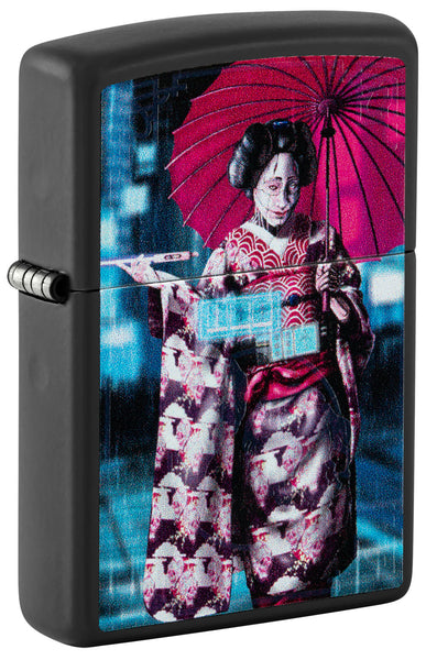 Zippo Black Light Cyber Kimono Design Black Matte Windproof