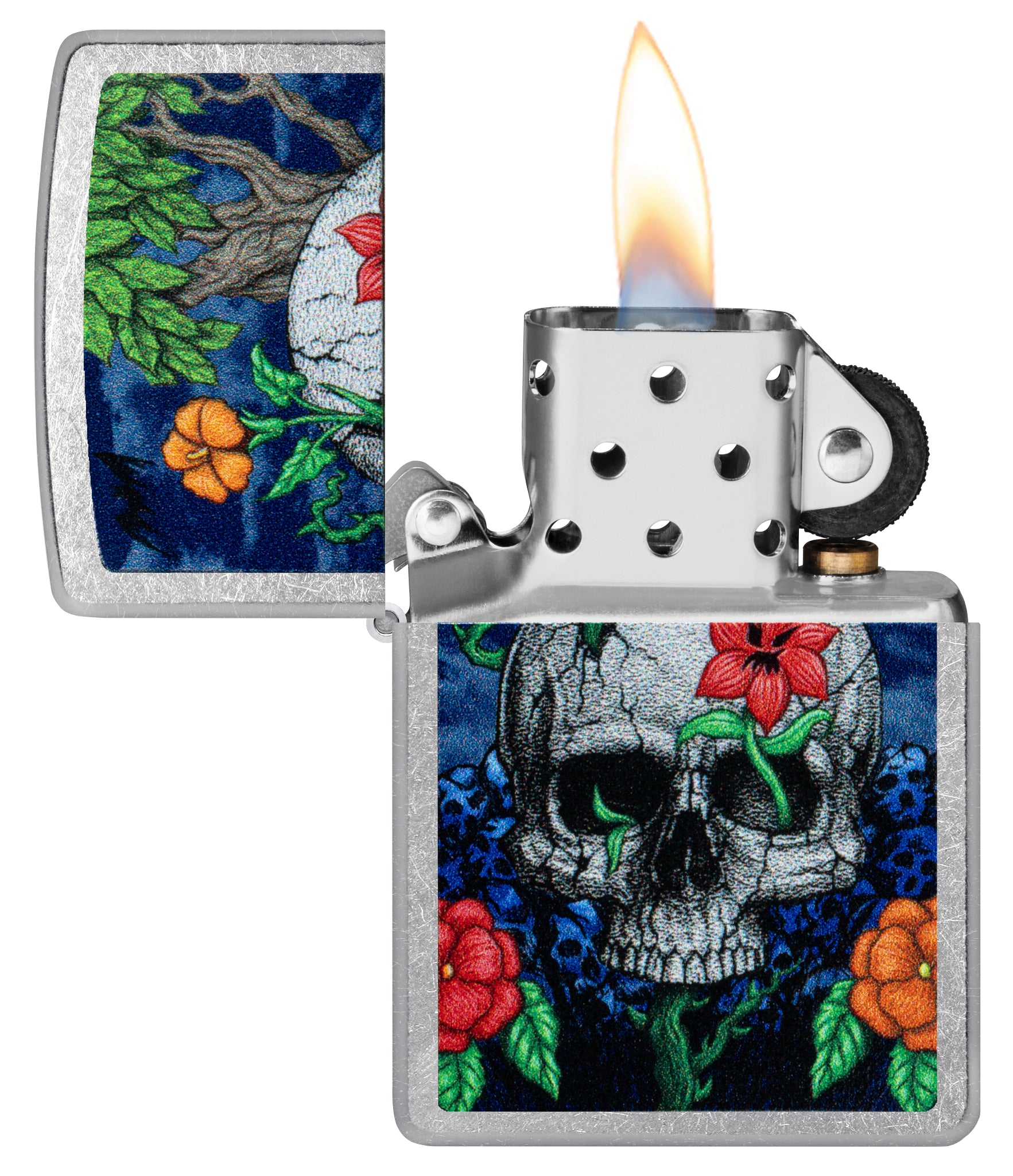 Zippo Skull Sprout Design Street Chrome Windproof Lighter – Zippo USA