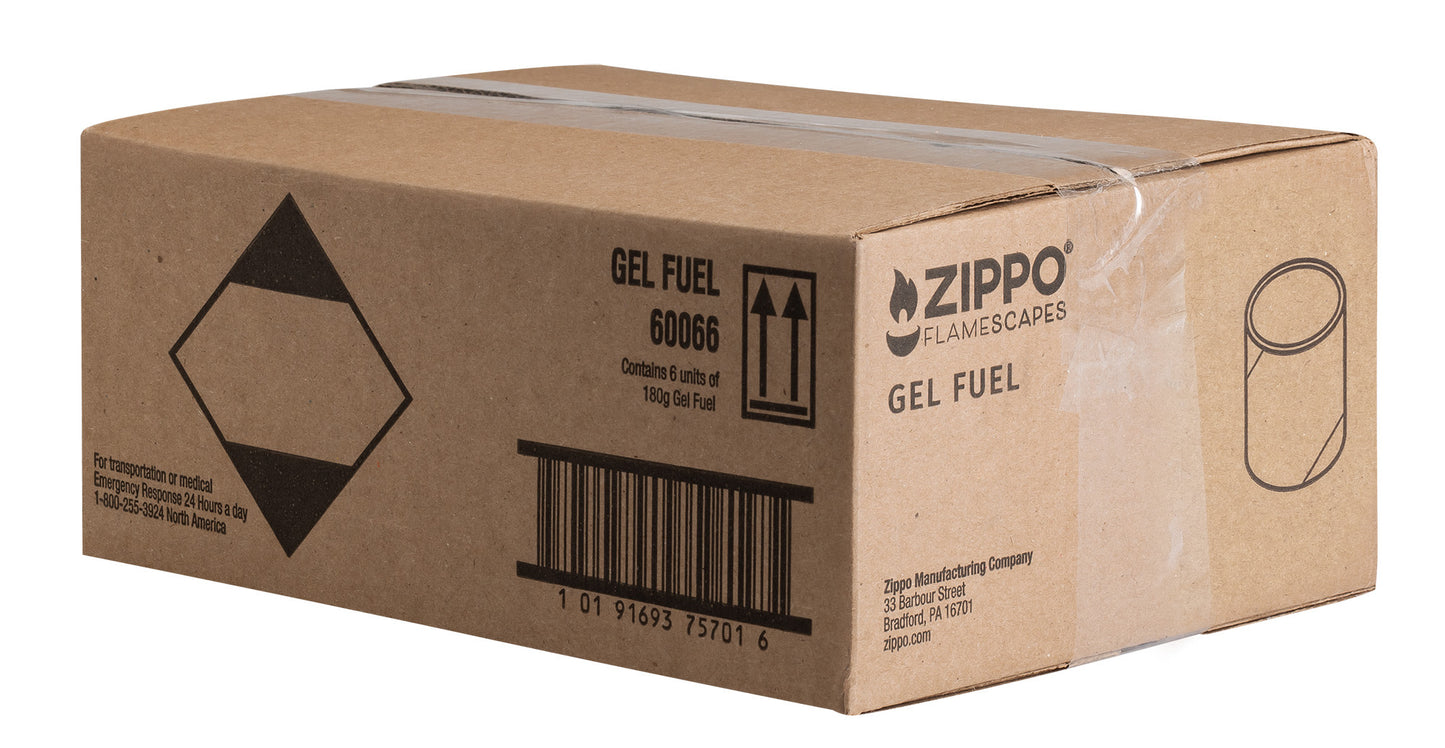 Image of the packaging the Zippo FlameScapes™ 180g Gel Fuel comes in.